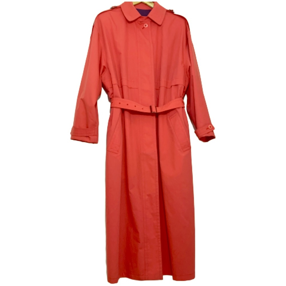 VINTAGE LONDON FOG Red Trench Rain Coat Size 16R